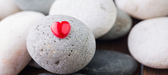 Red Valentine heart object with zen stones