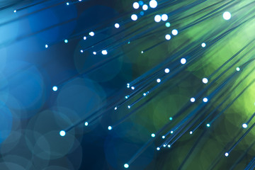 optical fibres dinamic flying from deep on technology background