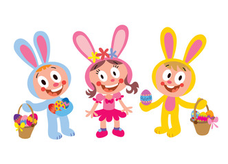 Obraz na płótnie Canvas Kids dressed up as Easter bunnies