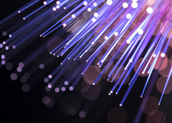 optical fibres dinamic flying from deep on technology background