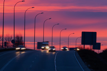 vehicles in the road