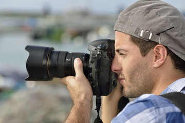 Photographer shooting outdoors scenery