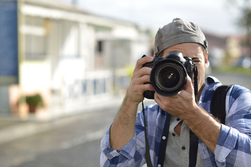 Photographer shooting outdoors scenery
