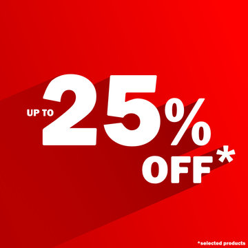 "UP TO 25% OFF*" Marketing Icon (special offers price tag stamp)