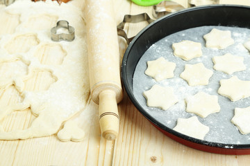 Process of making New Year cookies close-up
