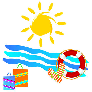 beach icon color vector illustration