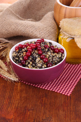 Bowl with kutia -  traditional Christmas sweet meal in Ukraine,