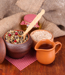 Pot with kutia -  traditional Christmas sweet meal in Ukraine,