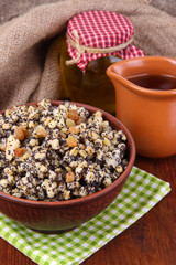 Bowl with kutia -  traditional Christmas sweet meal in Ukraine,