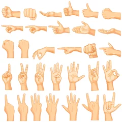 Fotobehang vector illustration of collection of hand gestures © stockshoppe