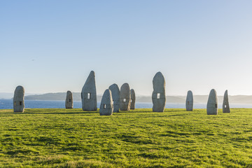 Menhirs park in A Coruna, Galicia, Spain
