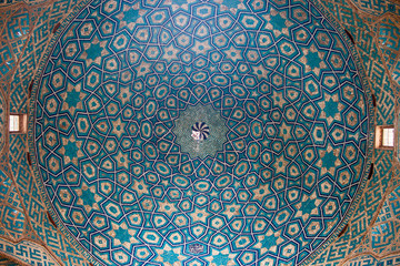 Cupola in Jameh Mosque in Yazd, Iran.