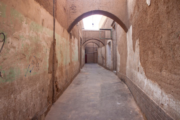Typical narrow alley in Yazd, Iran