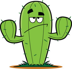 Frowning Cartoon Cactus