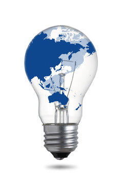 World Map on Light Bulb