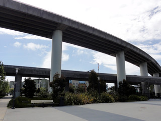 Beautiful Park under highway bridges