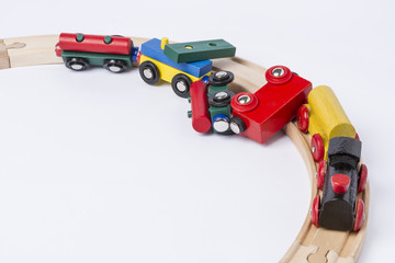 crashed wooden toy train