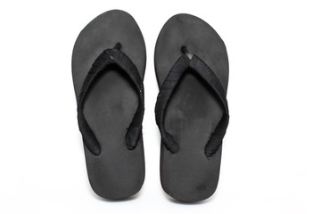 black slipper on white background
