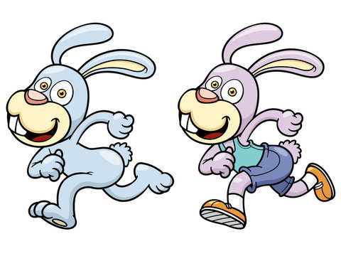 Vector illustration of Cartoon rabbit running