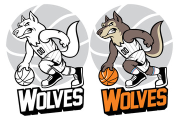 Naklejka premium wolf basketball mascot