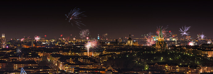 Obraz na płótnie Canvas Fireworks over Stockholm