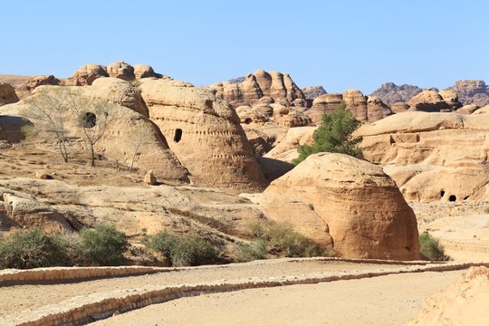 Rock cut tombs at Petra, Jordan