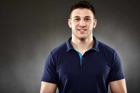 Handsome Man Wearing A Navy Blue T-shirt