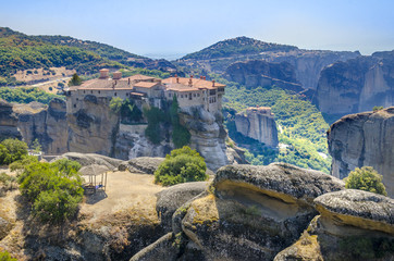 Fototapeta premium Mist at Meteora Monastery Greece