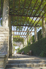 View of Teatre Grec garden, in Barcelona Spain