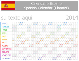 2014 Spanish Planner-2 Calendar with Horizontal Months