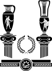 Fototapeta premium stencil of ancient columns and jugs
