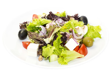 salad on a white background in the restaurant