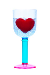 Hearts in glass with soda