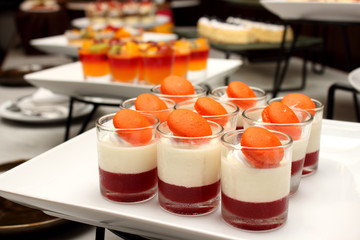 mousse in small glass selective focus