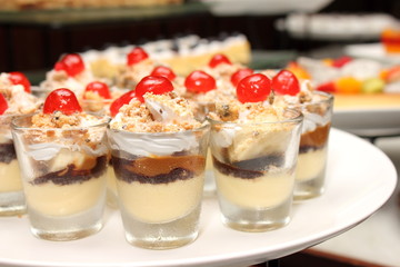 mousse in small glass selective focus