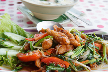 Striped bass stir celery