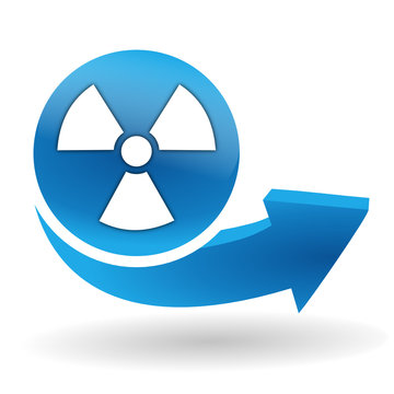 nucléaire sur bouton web bleu