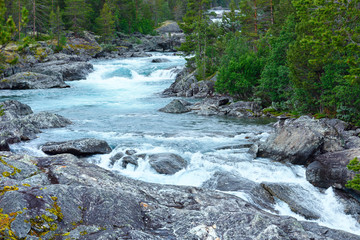 Summer  mountain river waterfalls (Norge)