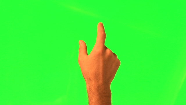 12 touchscreen gestures - male hand - green screen