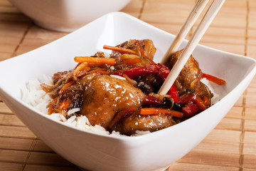 Sweet and sour pork and rice