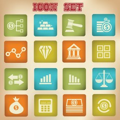 Finance icons,Vintage buttons,vector