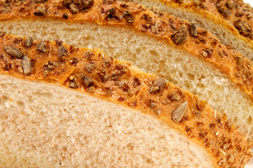 homemade bread with sesame and sunflower seeds
