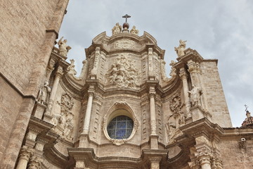 Fototapeta na wymiar Valencia, Spain facade of the Cathedral Church