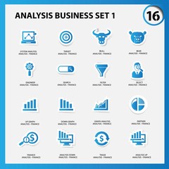 Finance and analysis icons,Blue version,vector