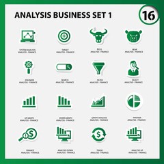 Finance and analysis icons,Green version