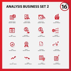 Finance and analysis icons,Red version,vector