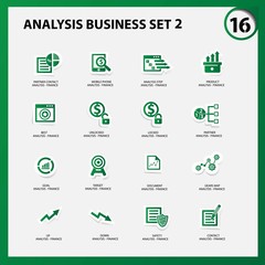 Business and analysis icon set 2,Green version