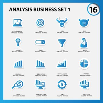 Finance and analysis icons,Blue version,vector