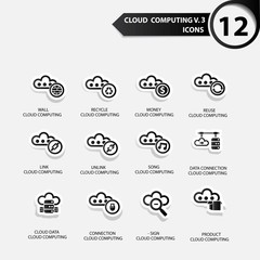 Cloud computing icons set 3,Black version,vector