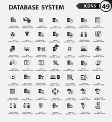Database system,Data center,Data security icons